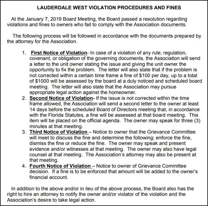 LW Violation Procedures and Fines